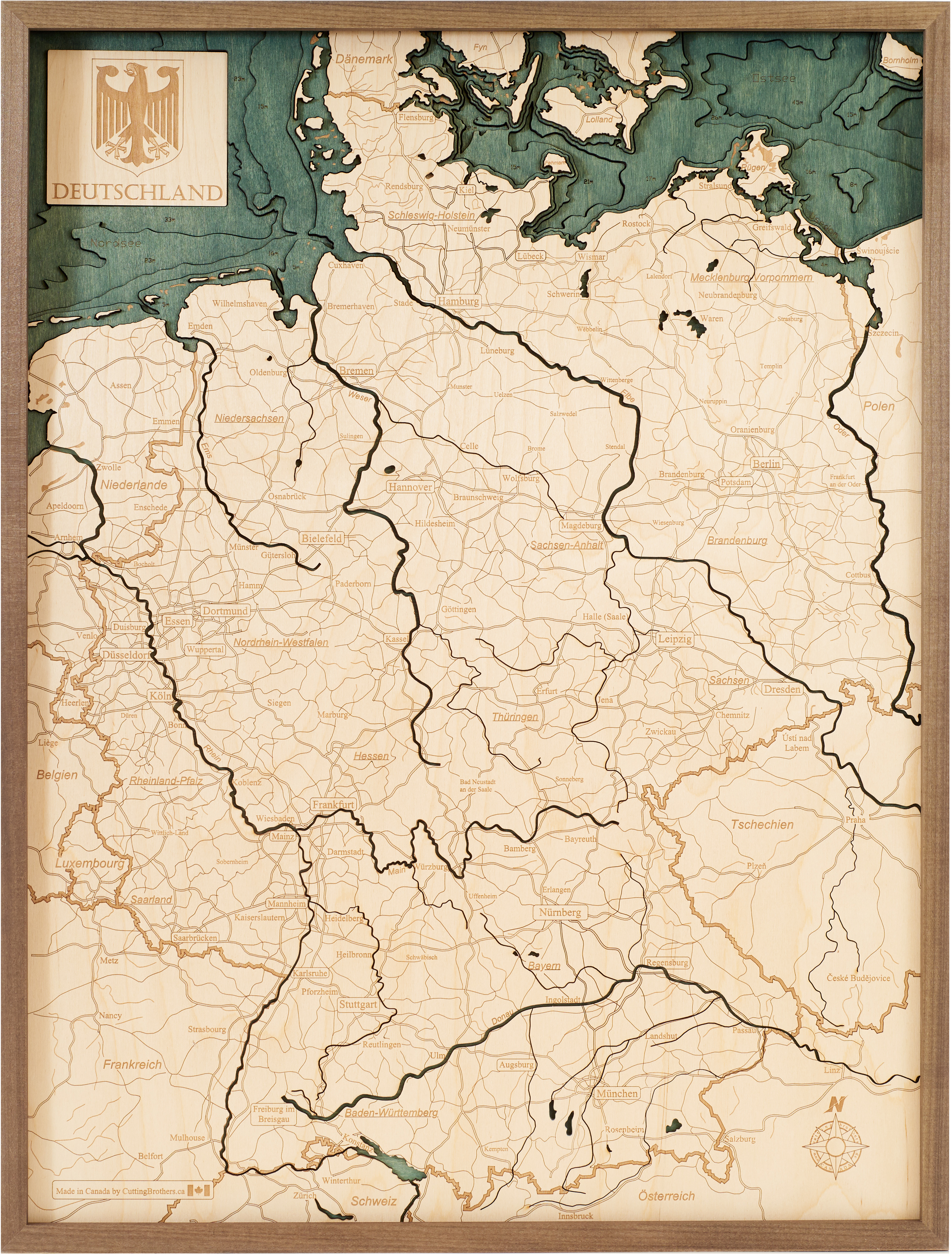 3D Holzwandkarte Deutschland