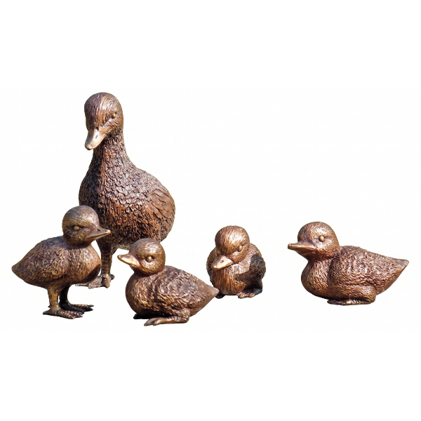 Gartenskulpturen 5er-Set | Bronze | Entenfamilie