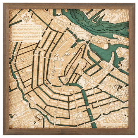 3D Holzwandkarte Amsterdam