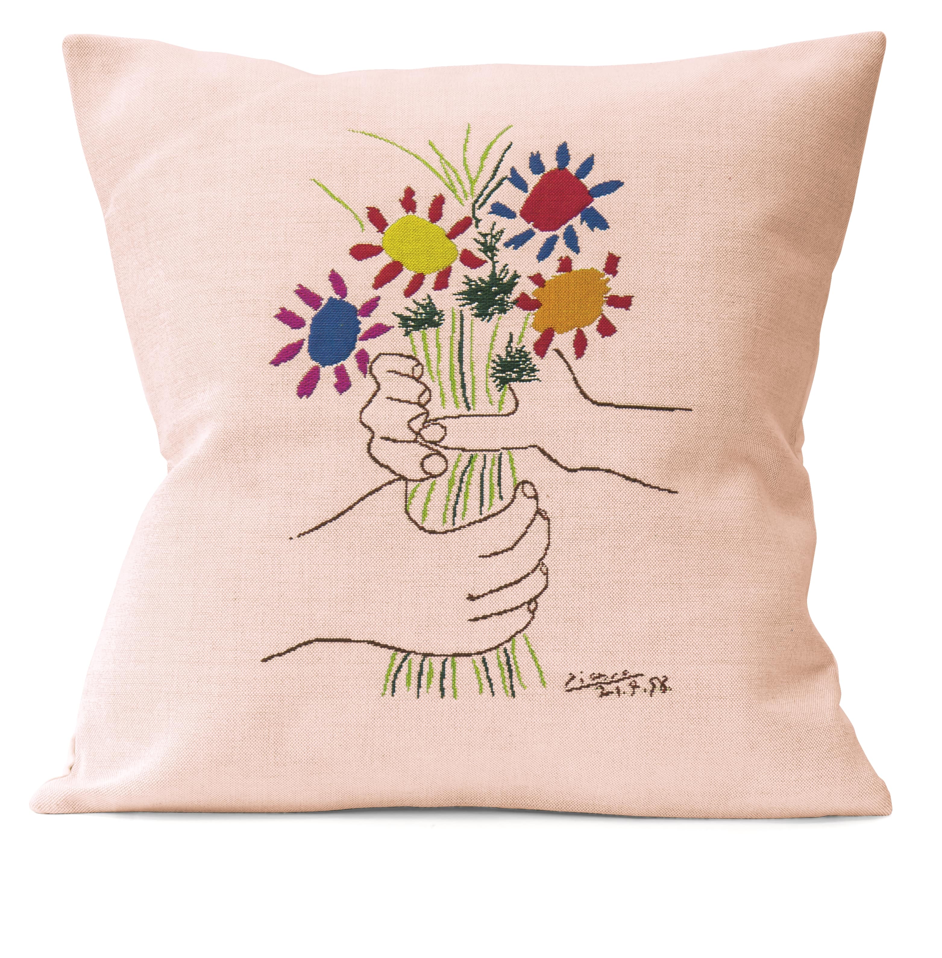 Kissenhülle "Hände mit Blumenstrauß" – Pablo Picasso