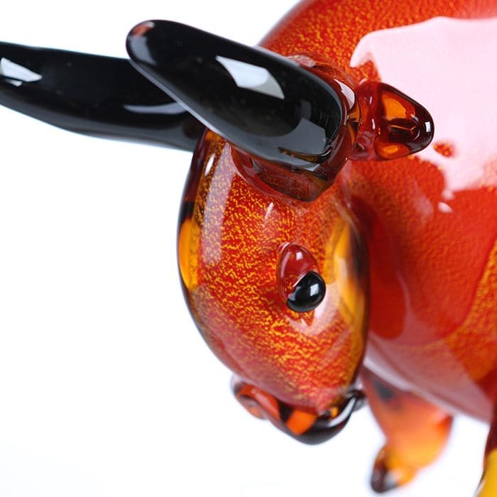 Glasskulptur Stier rot/orange