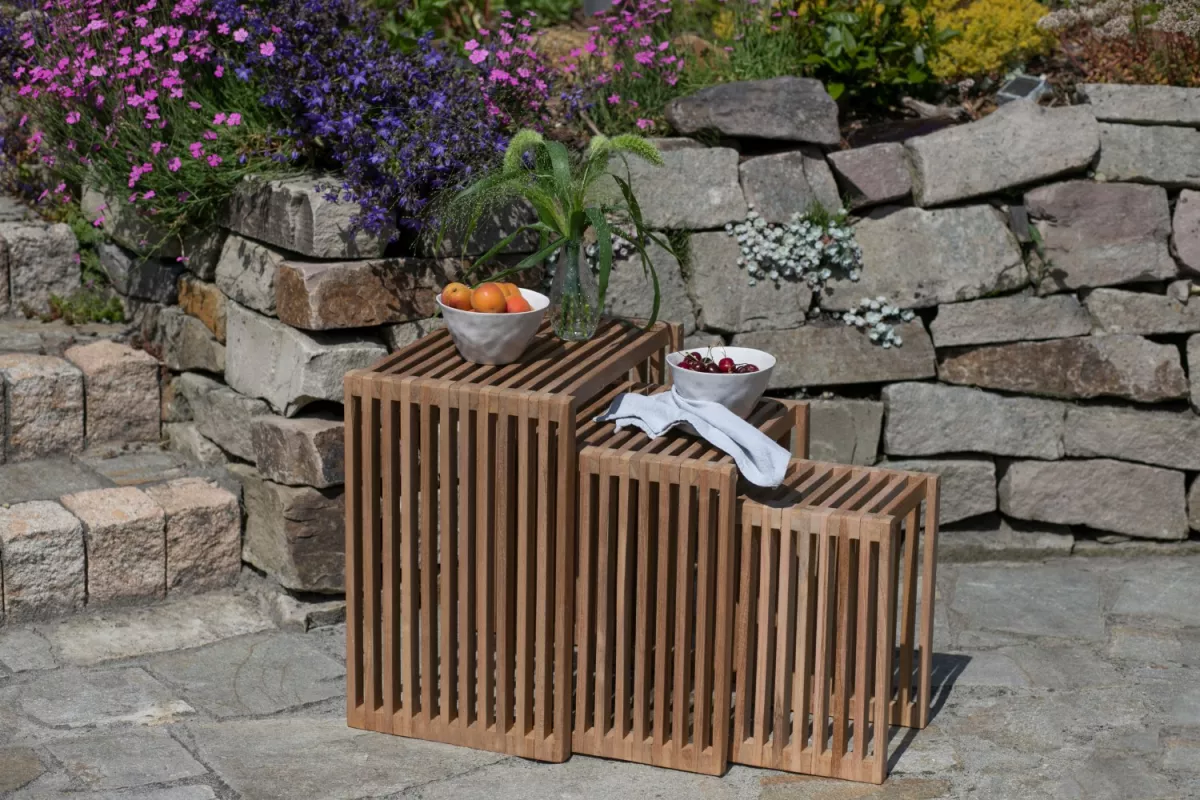 Beistelltisch aus Teakholz 3er Set | Ideen für Haus und Garten