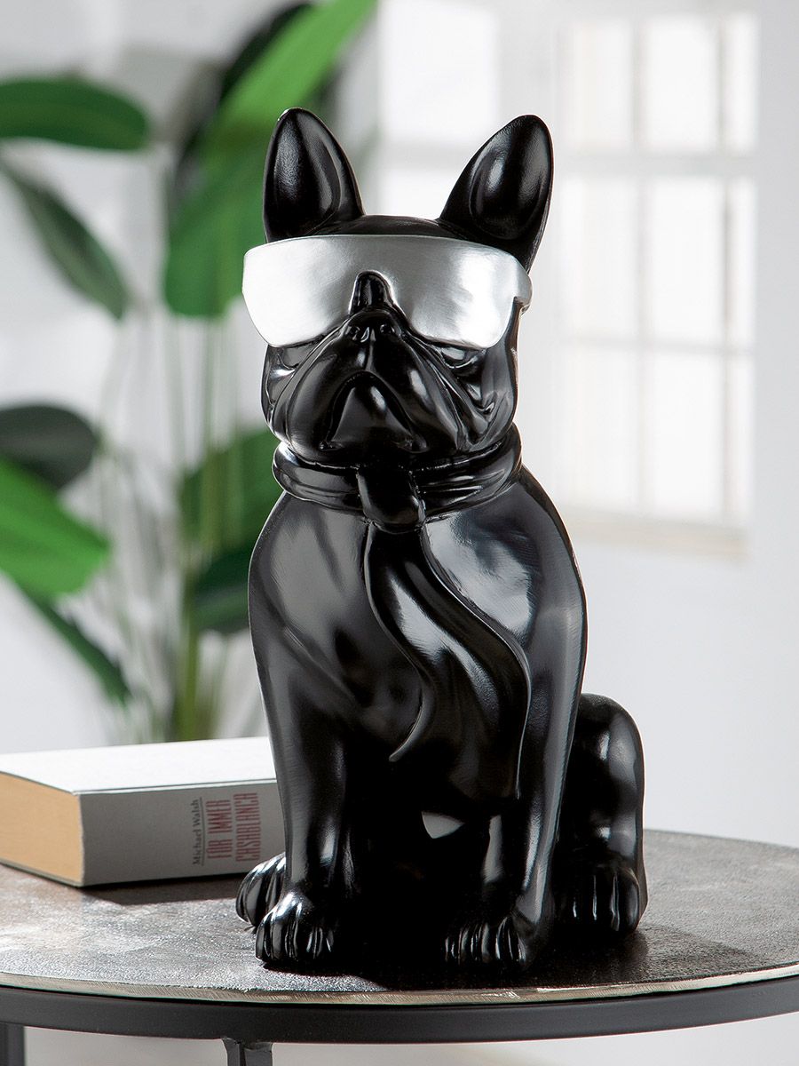 Mops-Skulptur Cool Dog schwarz