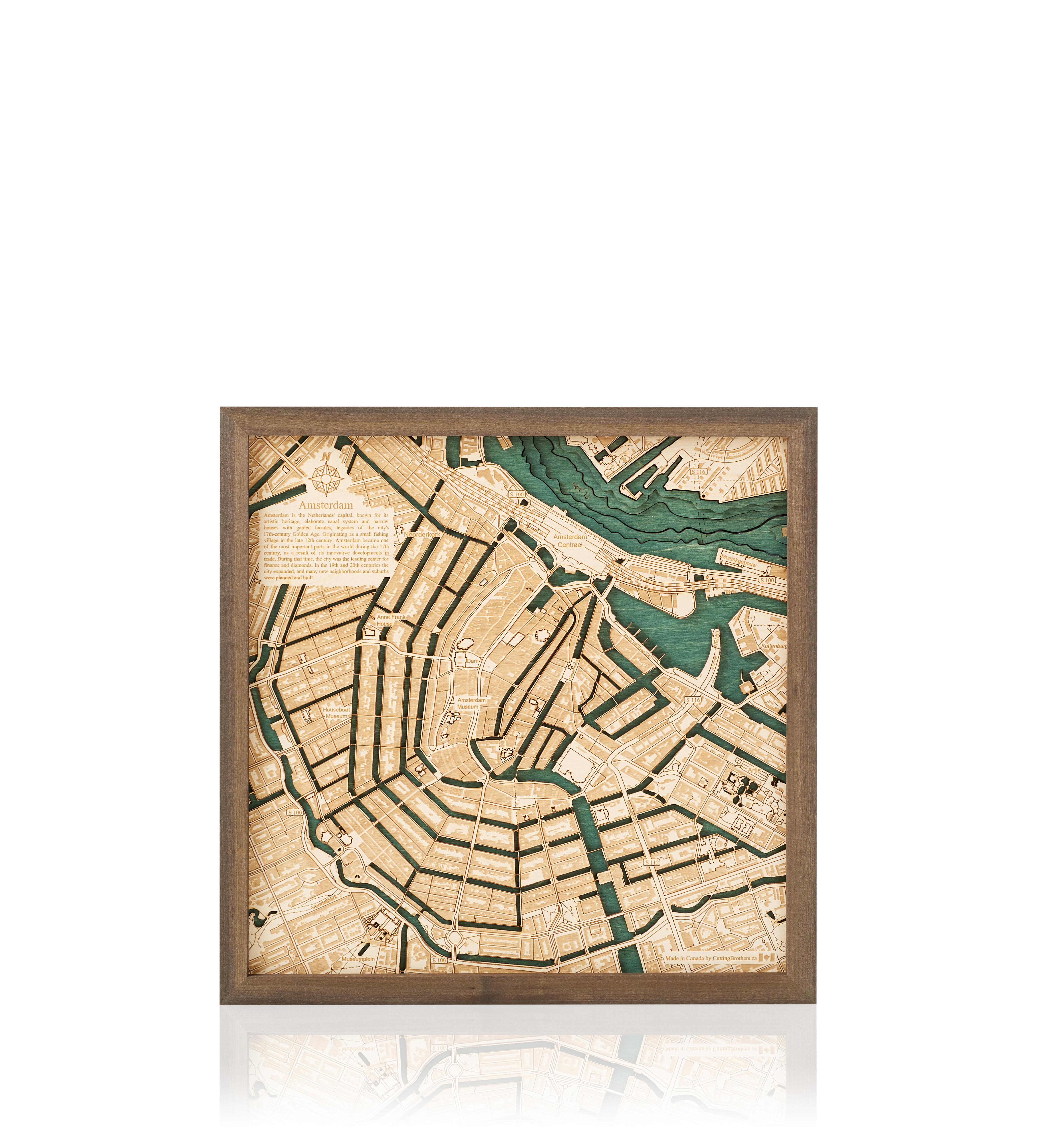 3D Holzwandkarte Amsterdam