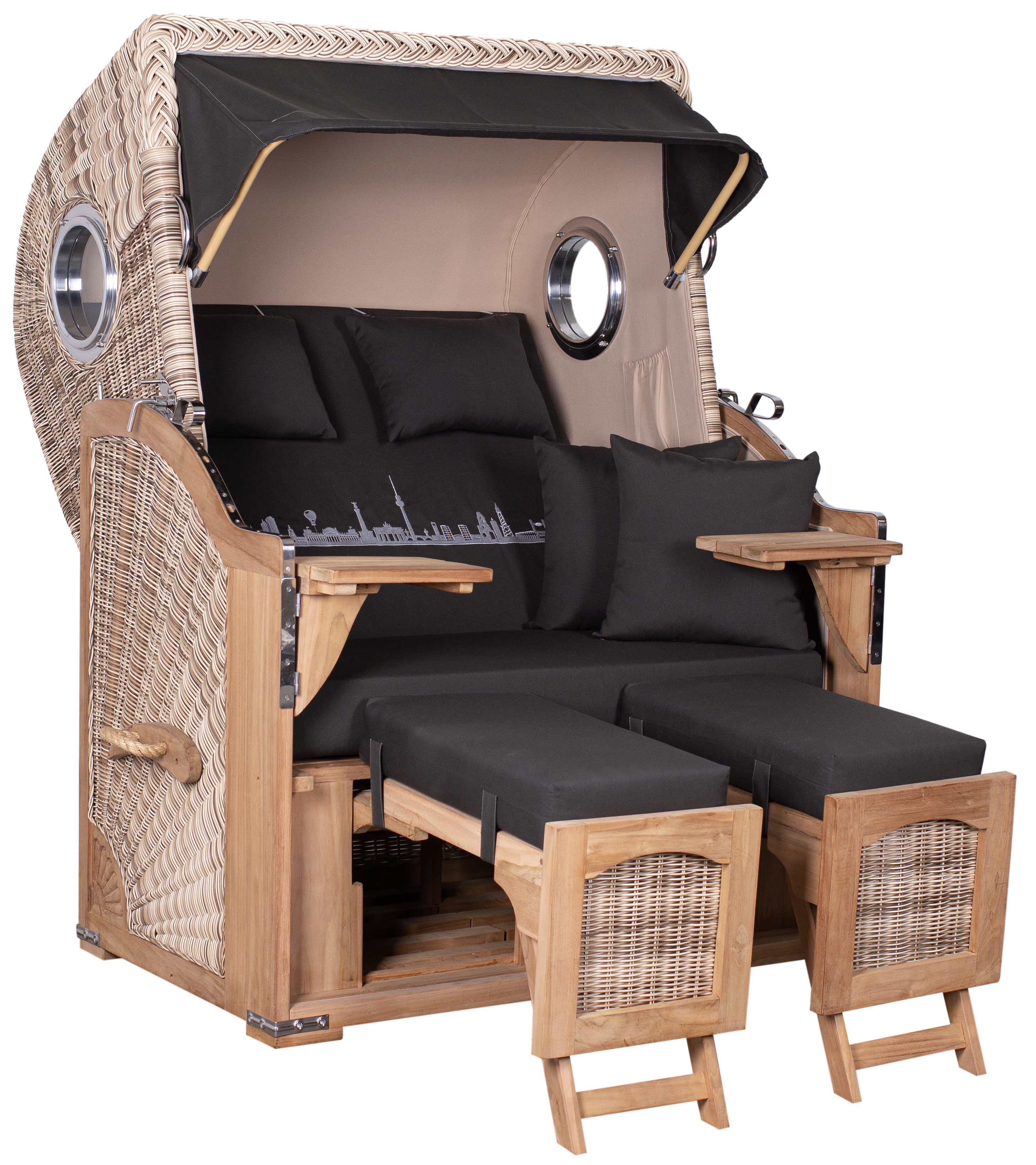 Strandkoeb Strandkorb aus Teakholz 2-Sitzer Komplettset – Skyline Berlin | Ideen ...